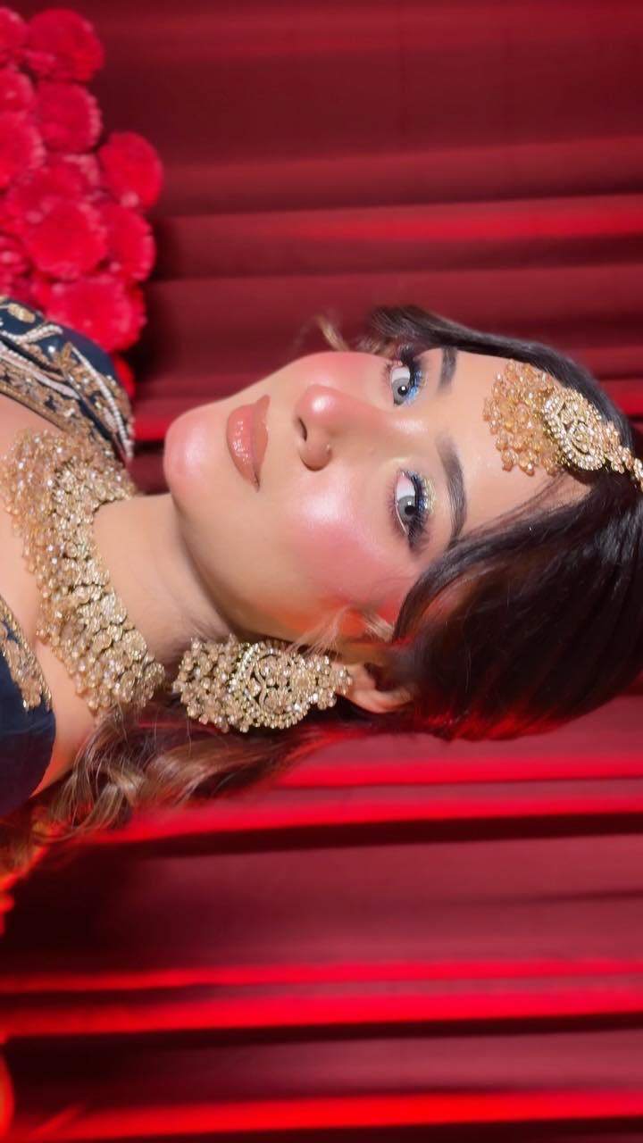 Nikah makeup with glass-skin luminous finish by Saniya Gaffar